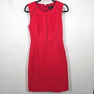 J Crew Womens Red Portfolio Textured Ladder Trim Sheath Dress Size 4 Career